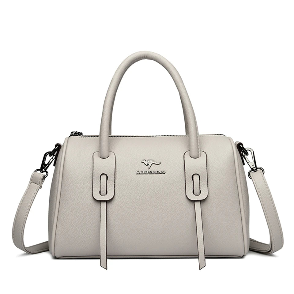 Soft Leather Vintage Tote Bag with Large Capacity for Women