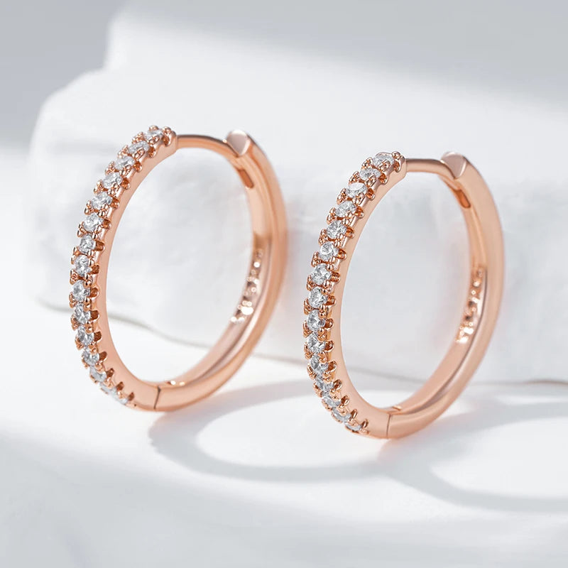Earring – Rose Gold Hoop Zircon Statement