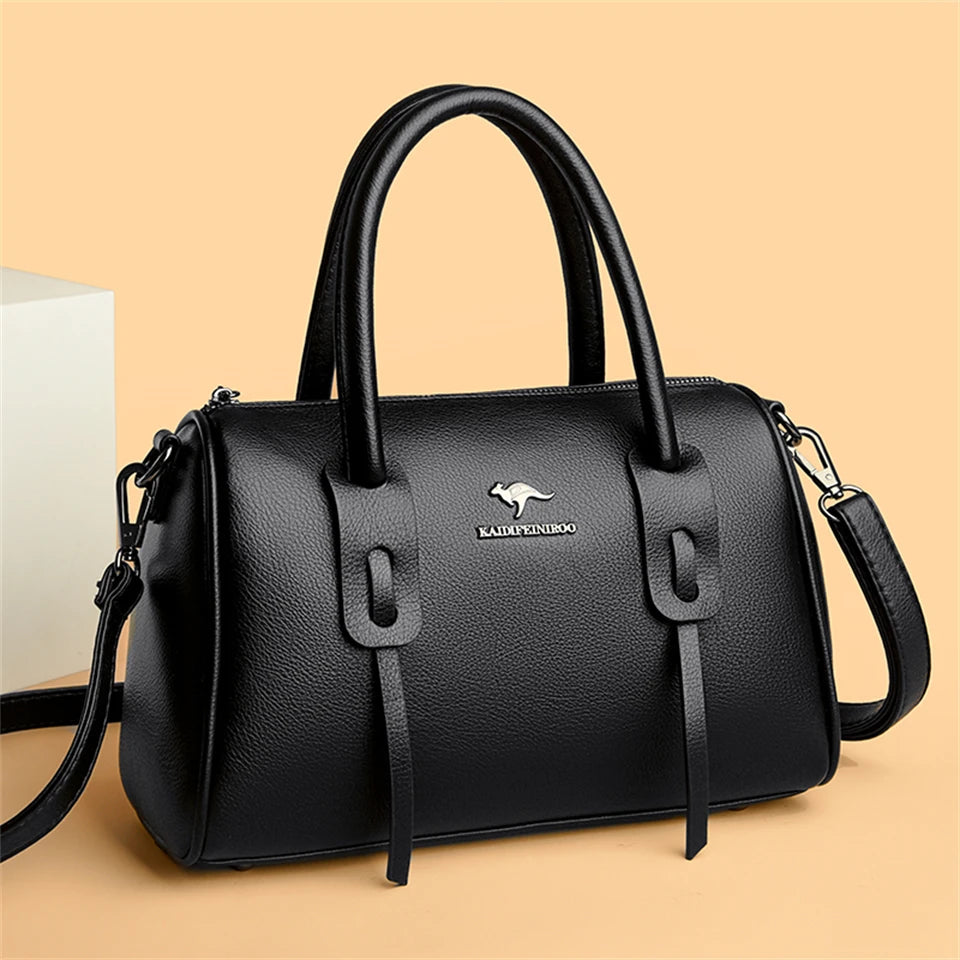 Soft Leather Vintage Tote Bag with Large Capacity for Women