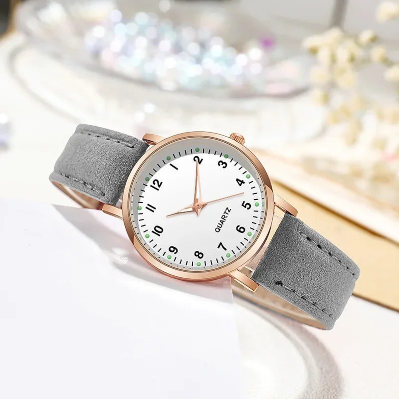 Radiant Grace: Luminous Leather Fashion Watch