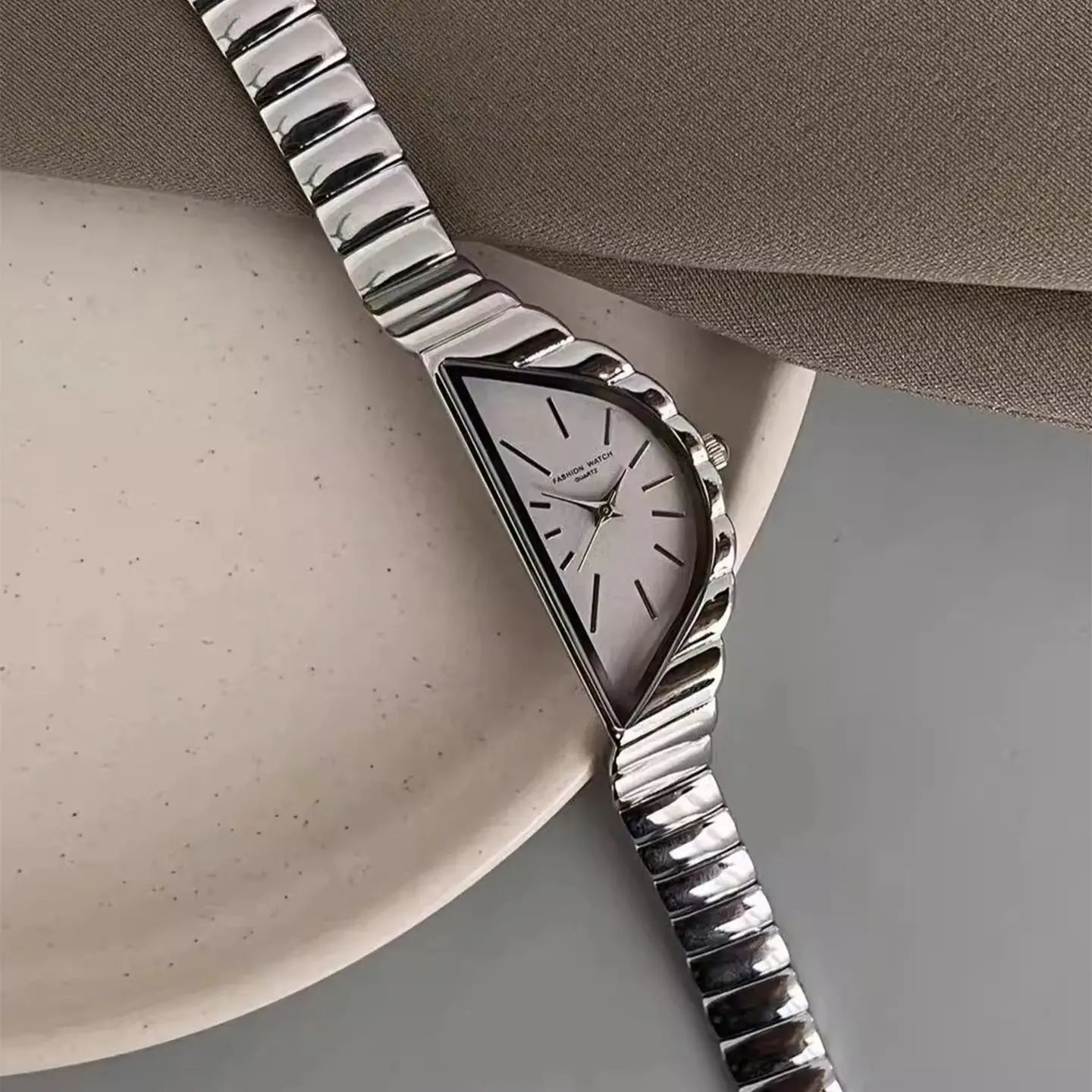 Lunar Mystique: Creative Half-Moon Stainless Steel Watch