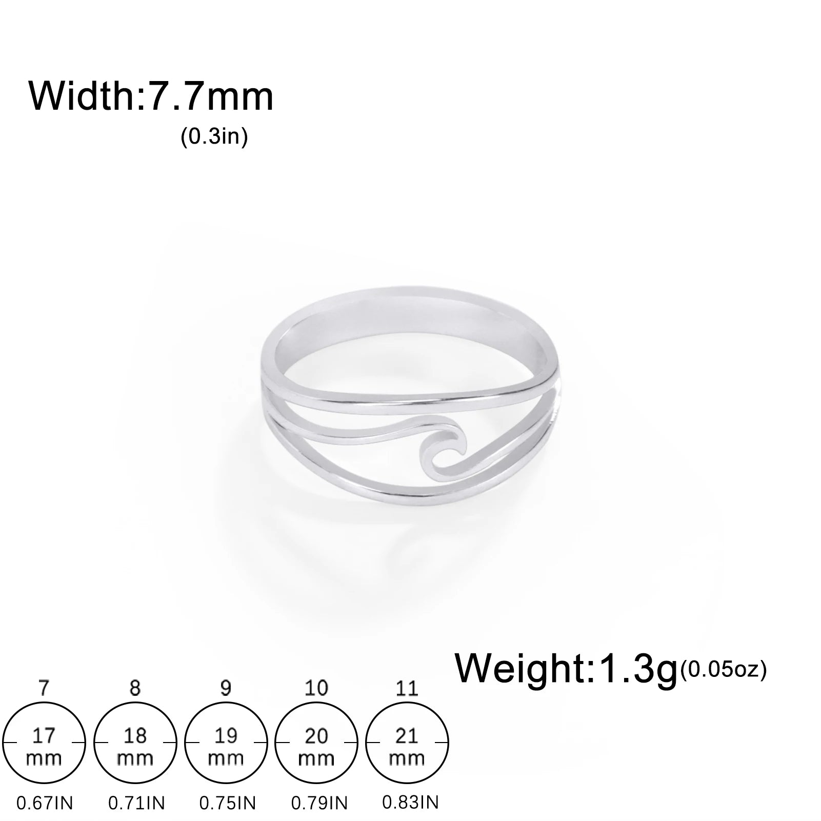 Geometric Wave Stainless Steel Ring – Minimalist Hollow Design