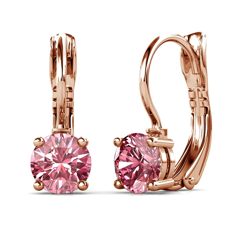 Crystalline Purity: Yolora Round Cut Swarovski Drop Earrings