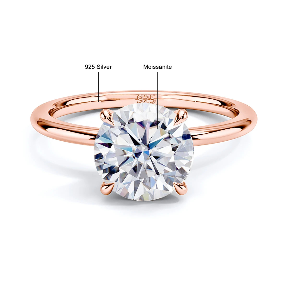 Rose Gold Radiance: Szjinao D Color Moissanite Solitaire