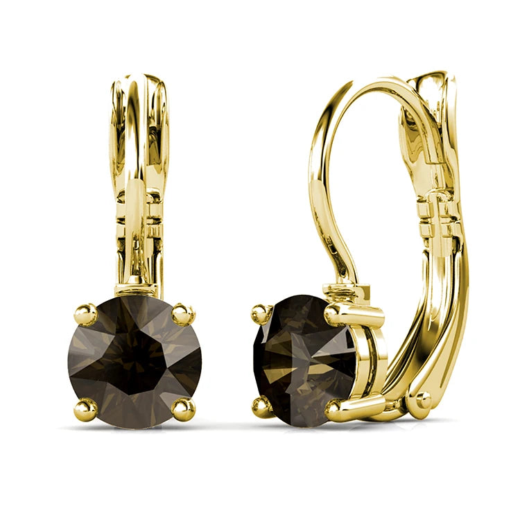 Crystalline Purity: Yolora Round Cut Swarovski Drop Earrings
