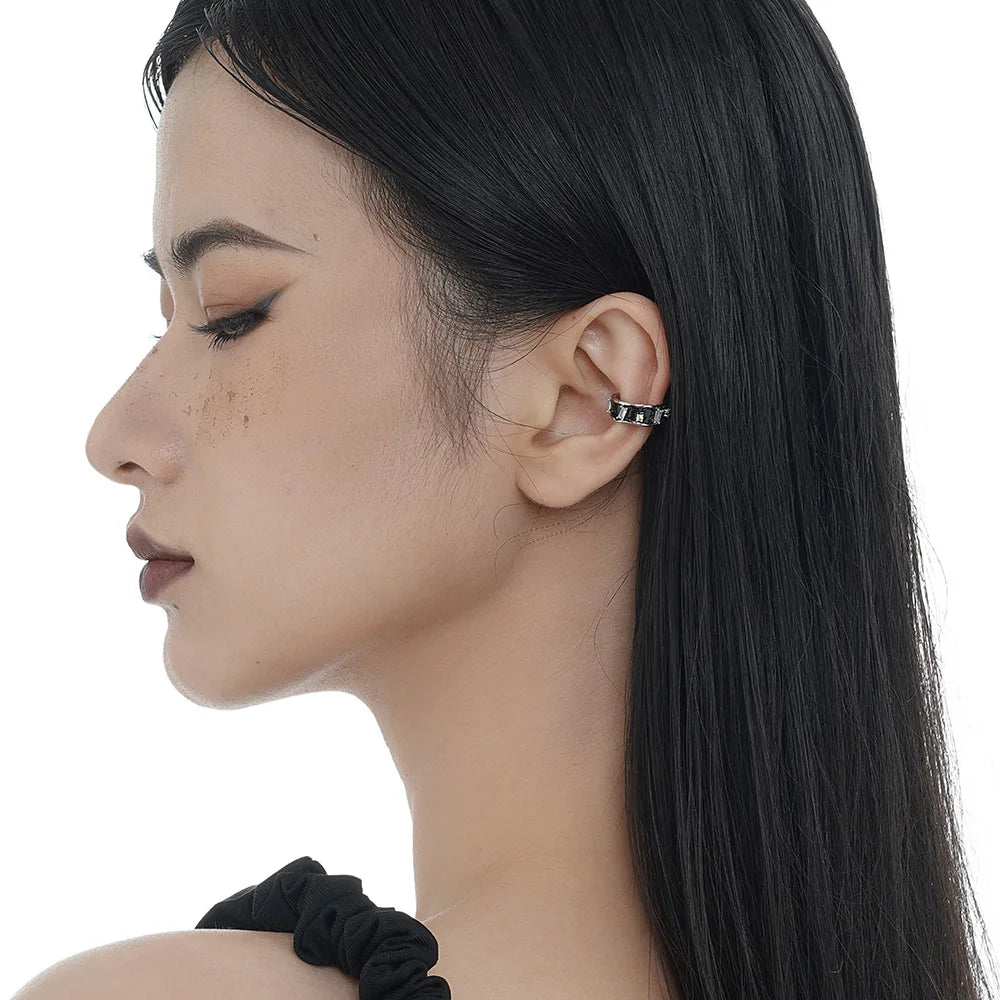 Instagram Muse: Black Glazed Star Ear Cuff in 925 Sterling Silver