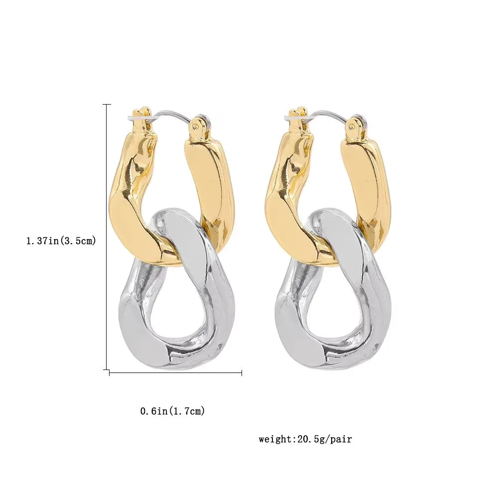 Modern Contrast: Bi-layer U-Shape Colorblocked Huggie Hoops