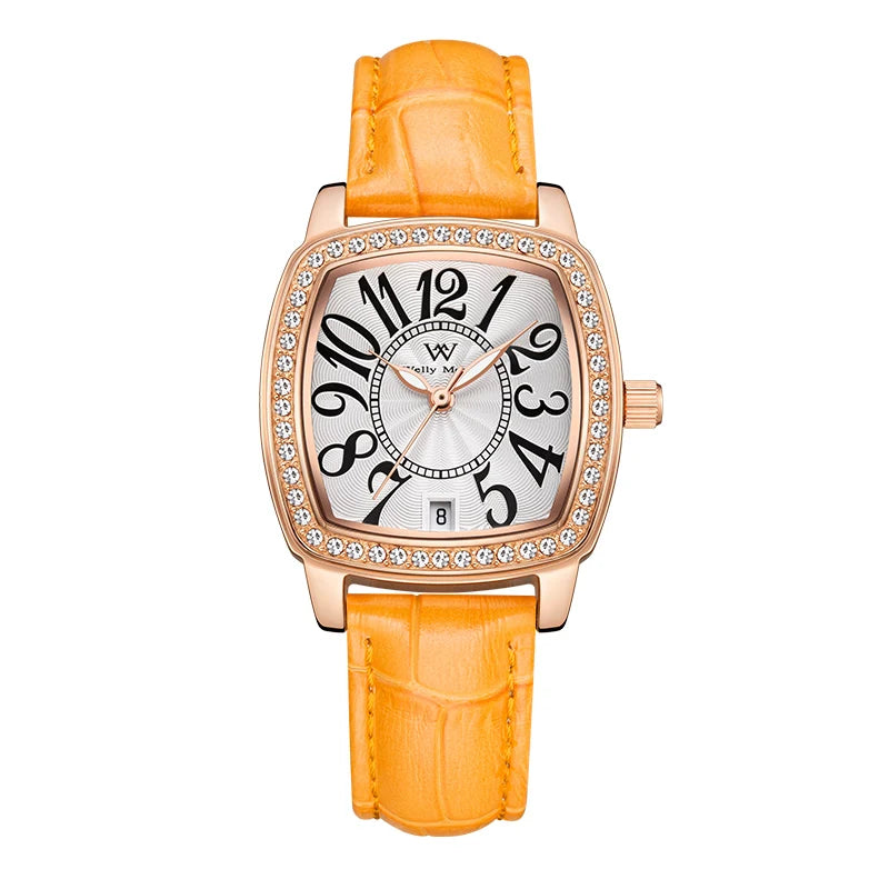 Sleek Professionalism: Square Sapphire Dial in Genuine Leather