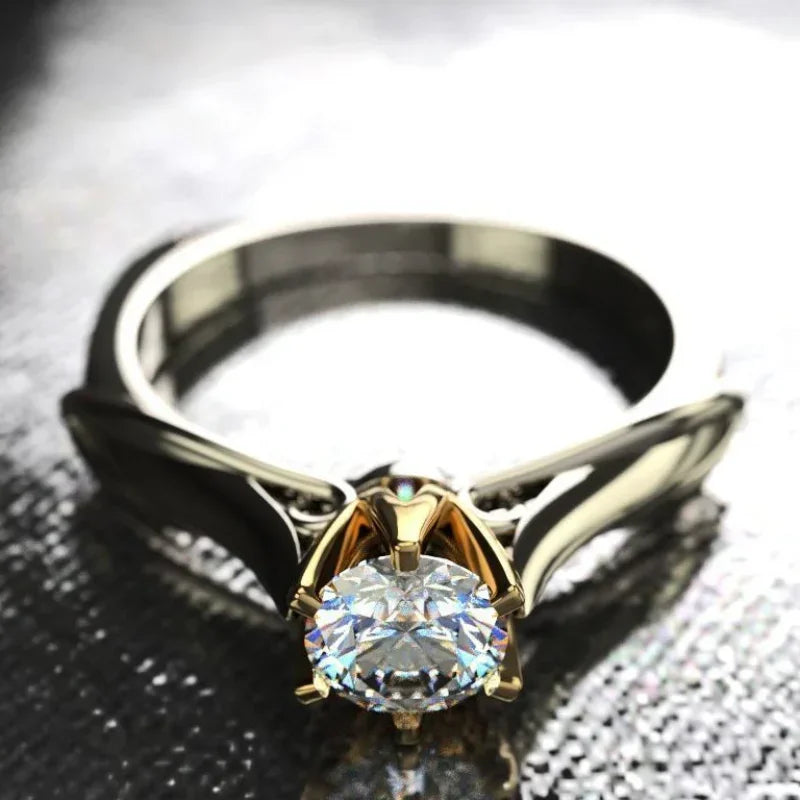 Cocktail ring moissanite 8K gold finish Timeless elegance