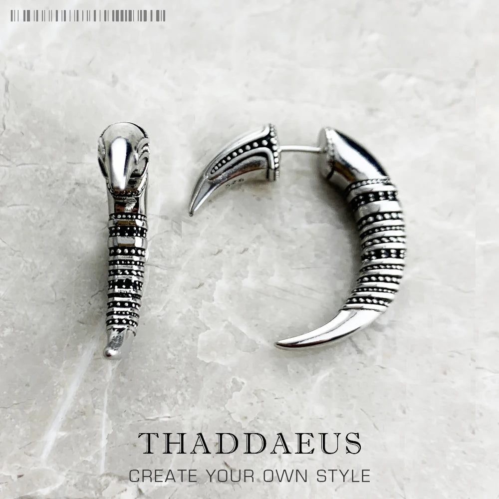 Sacred Spirals: Kathmandu Tribal Claw Earrings in 925 Sterling Silver