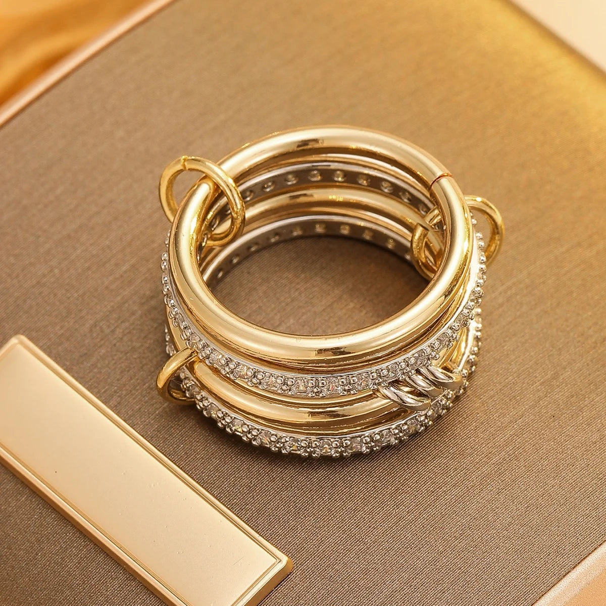 Four-Ring Two-Tone Statement Ring Modern Bold Attitude