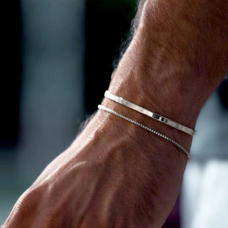 Stackable Silver & Gold Tone Men’s Bracelet Set