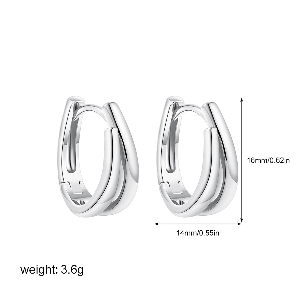 Modern Contrast: Bi-layer U-Shape Colorblocked Huggie Hoops