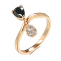 Velvet Night: Korean-Style 585 Rose Gold & Black Zircon Ring