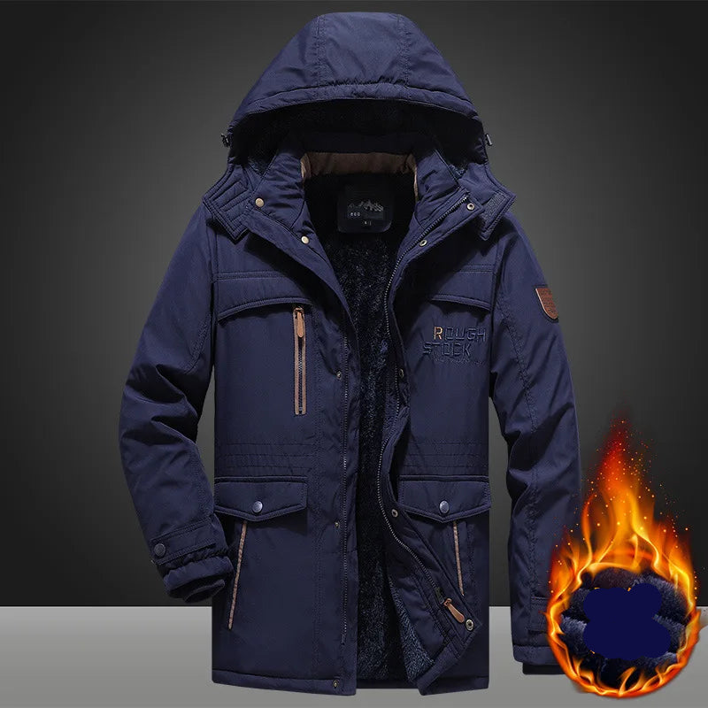 Men’s Waterproof Hooded Jacket Mid-Length Oversized Winter