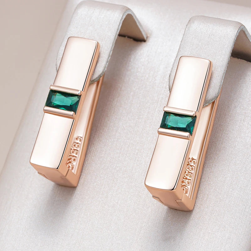 Emerald Whisper – Vintage Square Drop Earrings