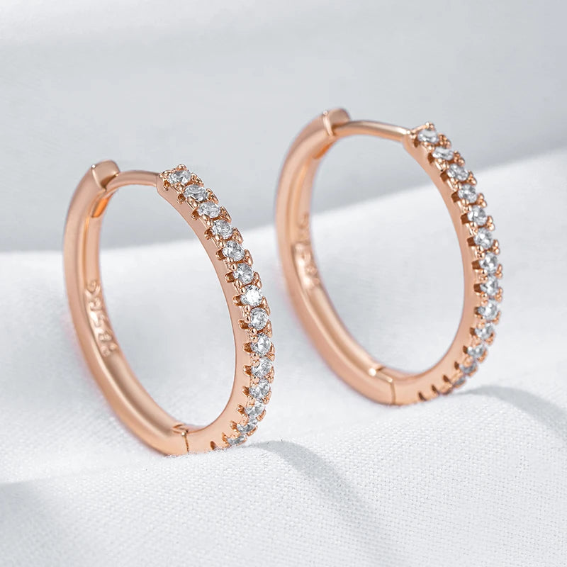 Earring – Rose Gold Hoop Zircon Statement