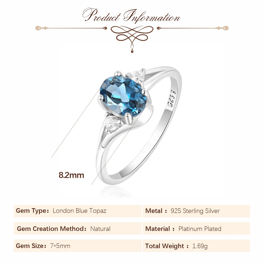 Deep Sea Elegance: POTIY Natural London Blue Topaz Solitaire