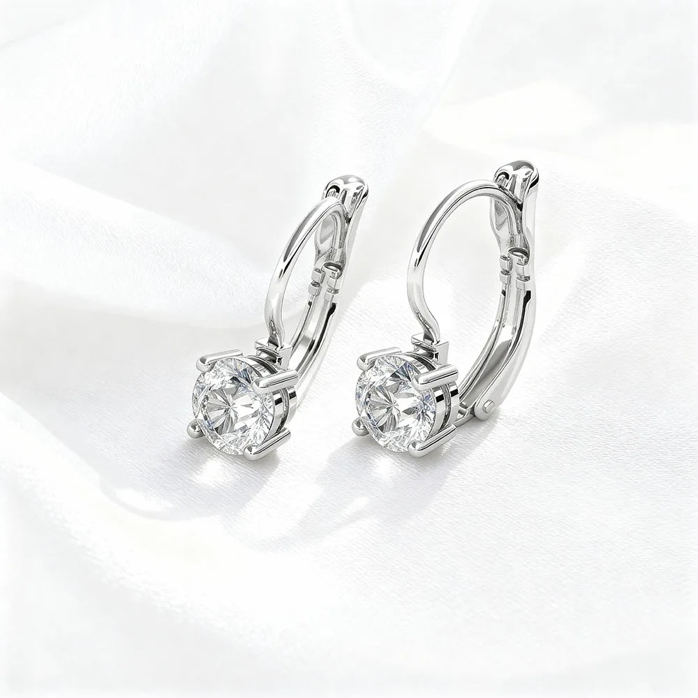 Crystalline Purity: Yolora Round Cut Swarovski Drop Earrings