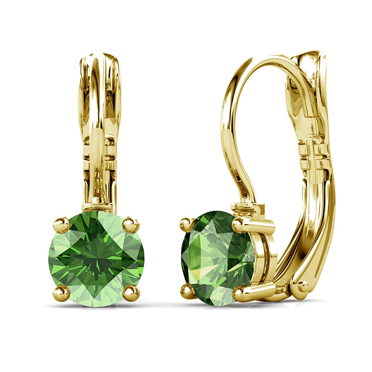 Crystalline Purity: Yolora Round Cut Swarovski Drop Earrings