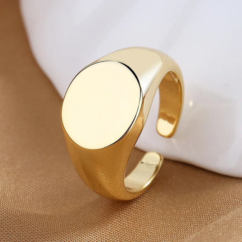 Modern Women’s Statement - Geometric Open Ring with Disc