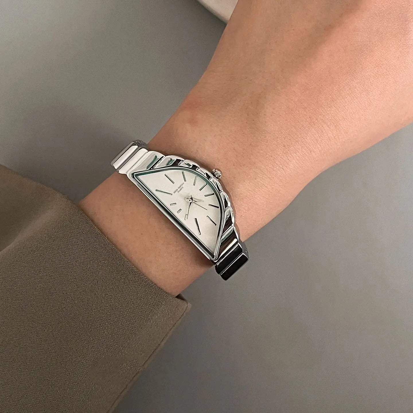 Lunar Mystique: Creative Half-Moon Stainless Steel Watch