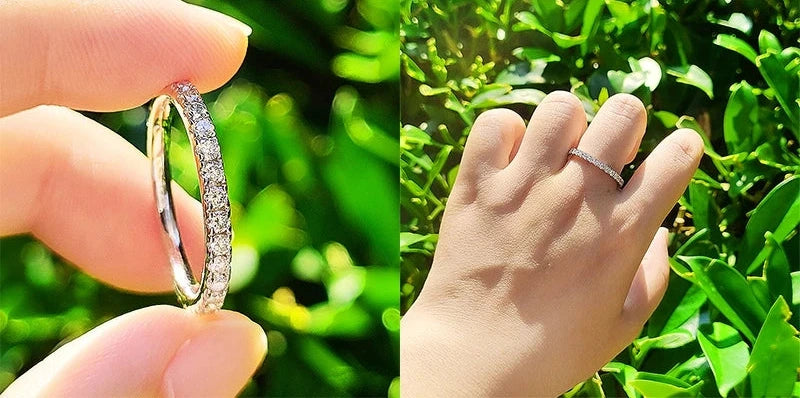 925 Sterling Silver Moissanite Band Infinite Light