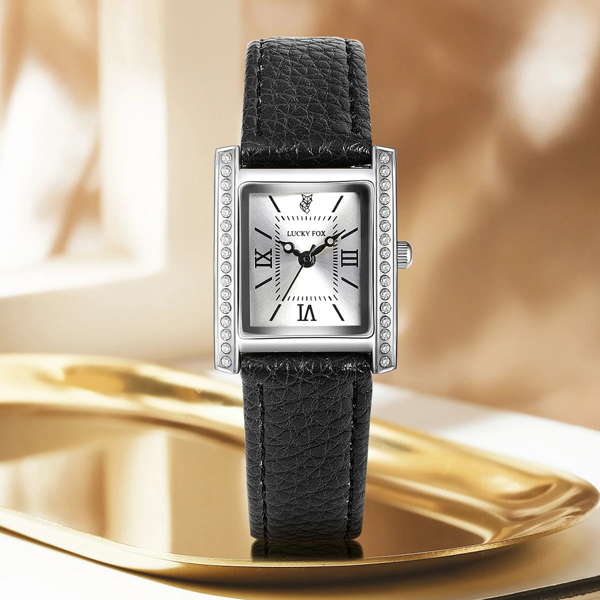Regal Radiance Diamond-Accent Rectangle Quartz Watch