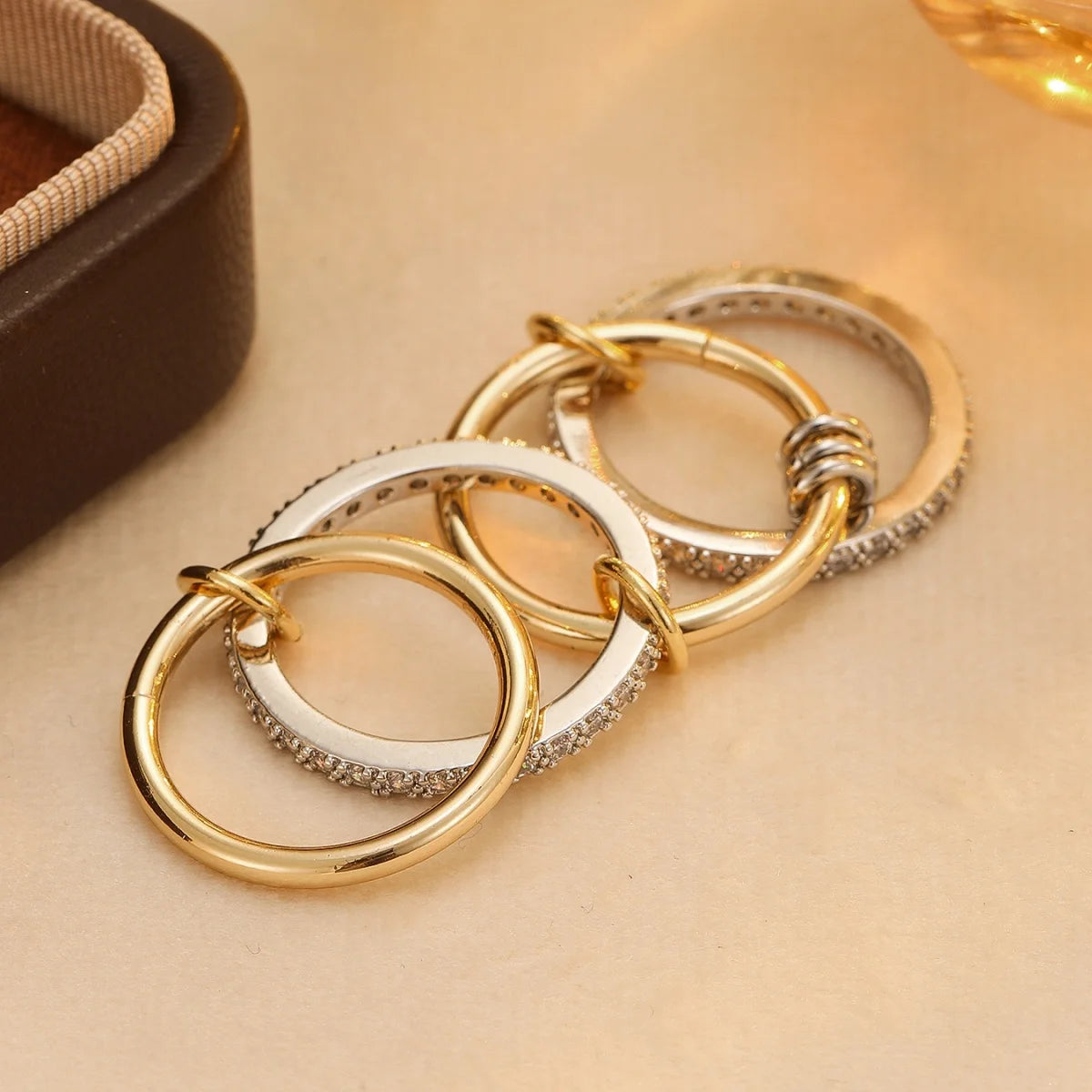 Four-Ring Two-Tone Statement Ring Modern Bold Attitude
