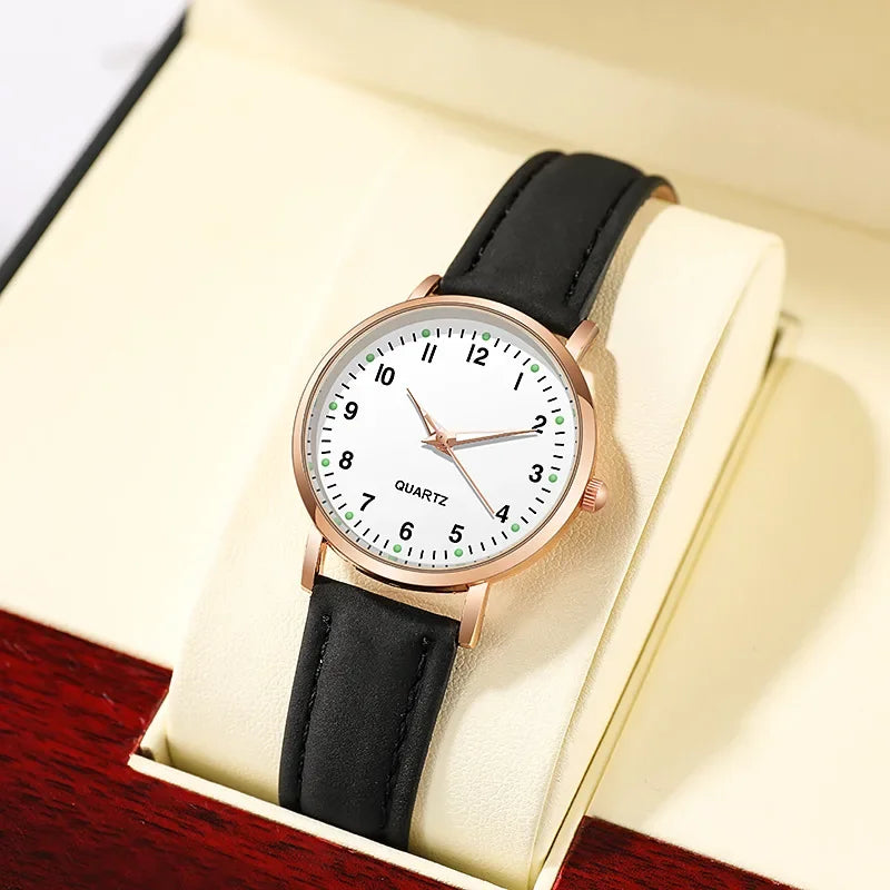 Radiant Grace: Luminous Leather Fashion Watch