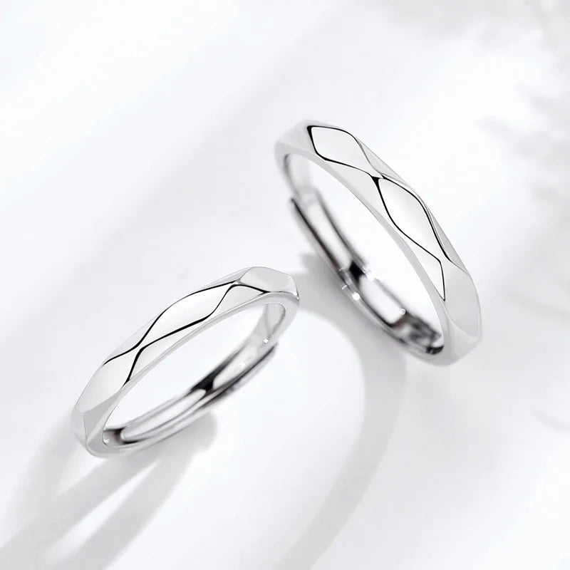 Black & White Geometric Adjustable Ring Modern Contrast Couples