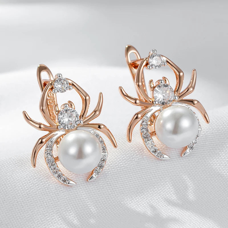 Earrings The Weaver’s Charm – Punk Spider & Pearl Drops