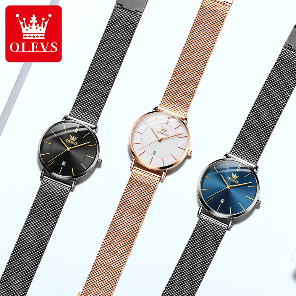 Luminous Sophistication OLEVS Ultra-Slim Mesh Watch