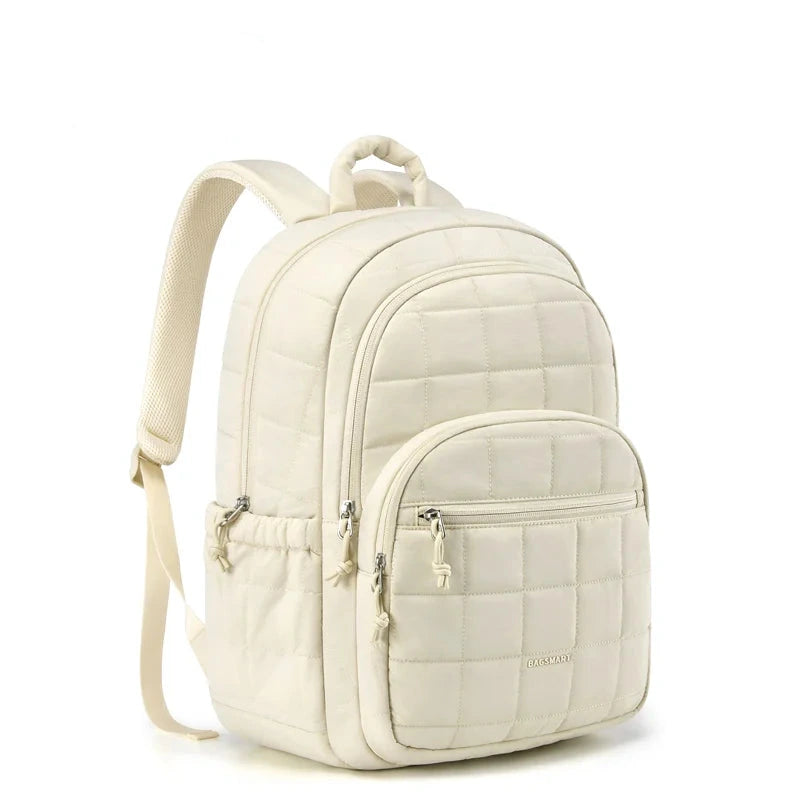 Quilted Laptop Backpack for Women – Water-Resistant 15.6” College & Travel Bag