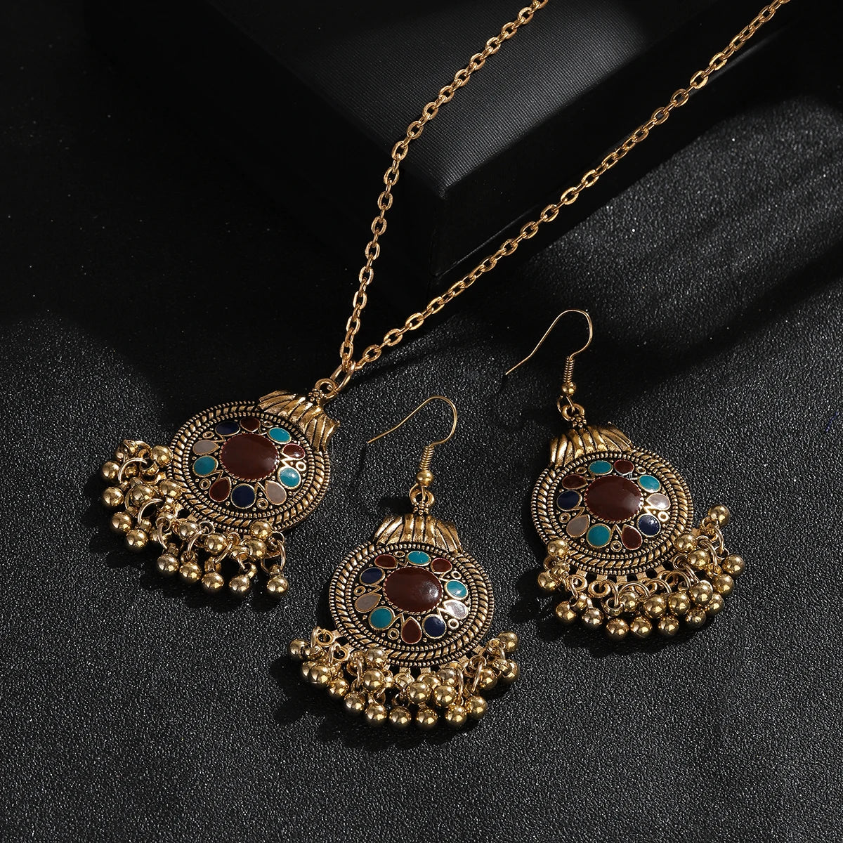 Ethnic Vintage Indian Jewelry Set with Tassel Details