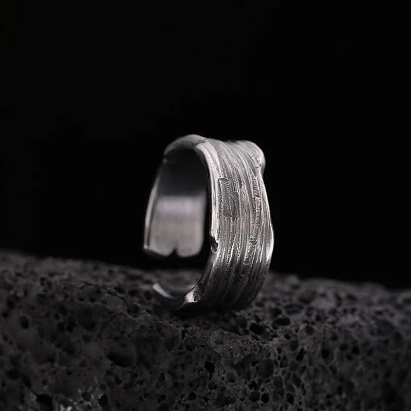 Vintage Hammered Open Ring – Bold Irregular Design for Men