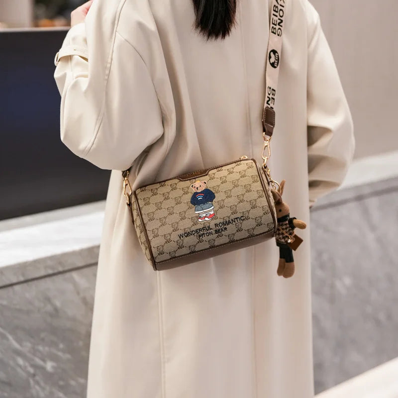 Artisan Texture Embroidered Cylindrical Canvas Messenger