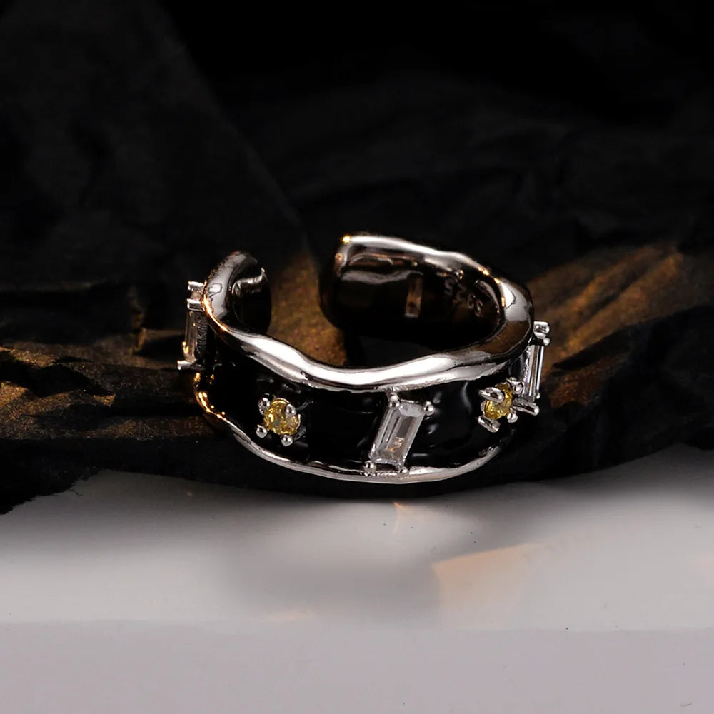 Instagram Muse: Black Glazed Star Ear Cuff in 925 Sterling Silver