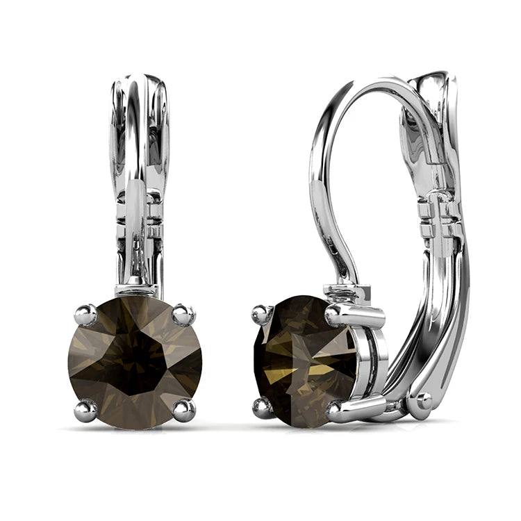 Crystalline Purity: Yolora Round Cut Swarovski Drop Earrings