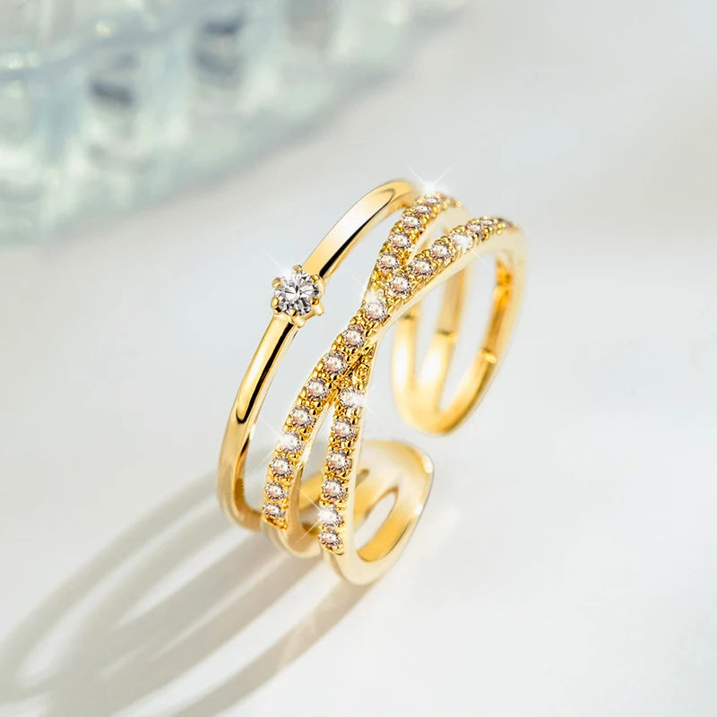 Modern Women’s Statement - Geometric Open Ring with Disc