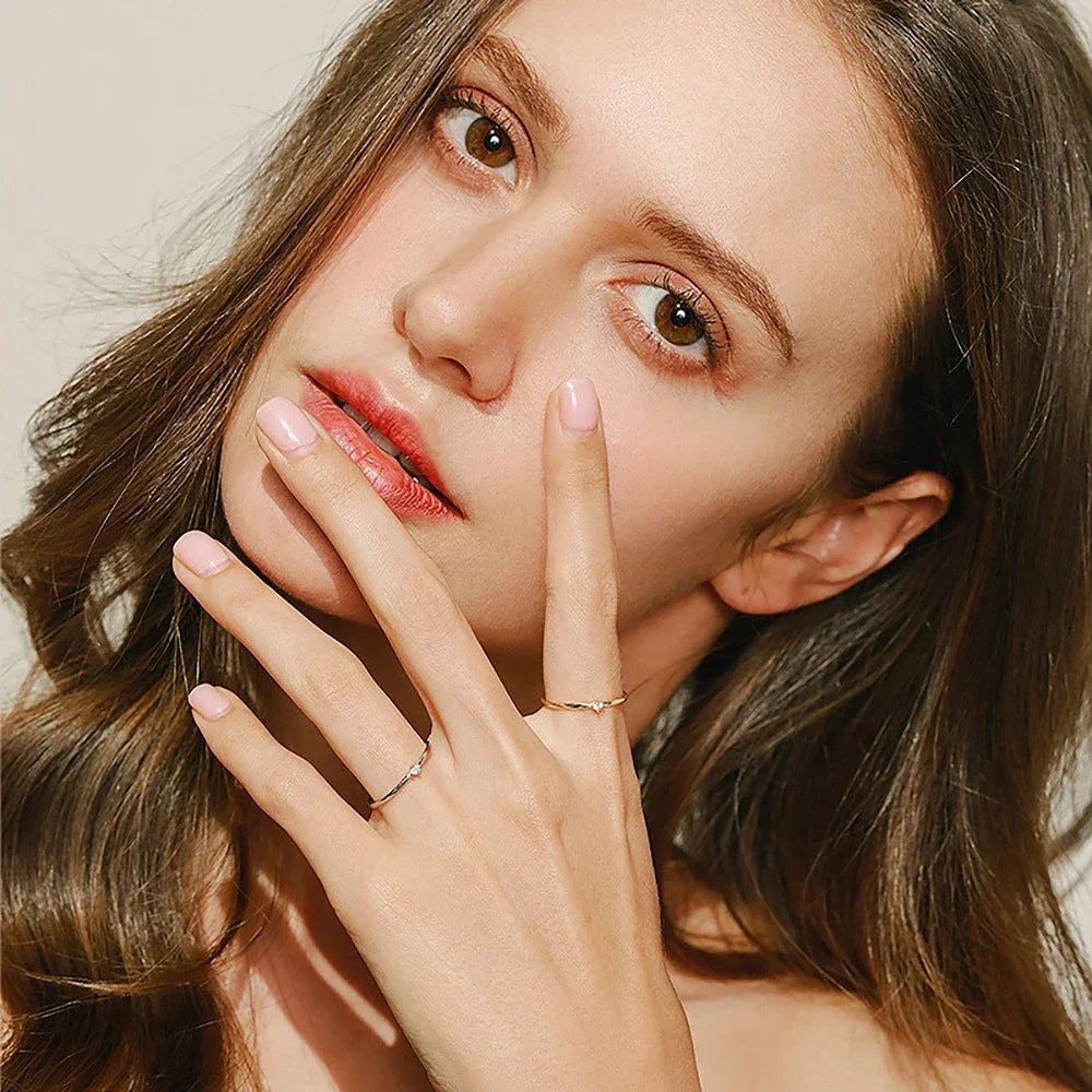 Sterling silver 925 ring plated 18k gold featuring moissanite Delicate shine