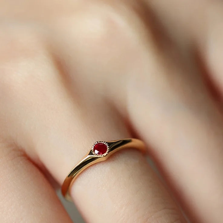 Classic Art Ruby Ring Slim Stacked Light Luxury Design