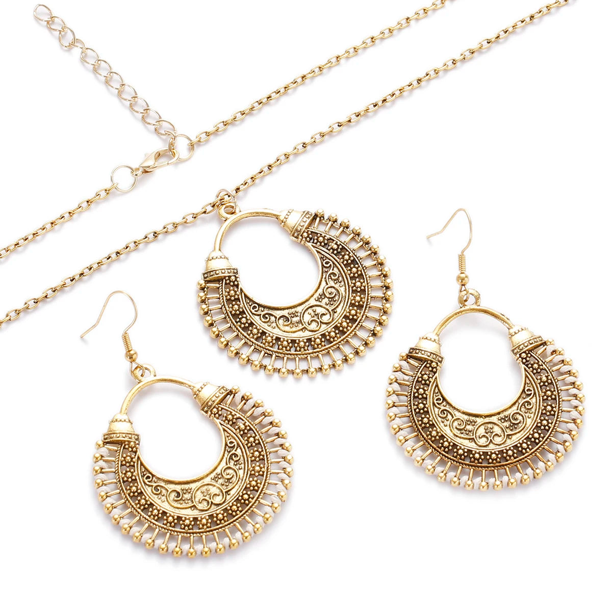 Ethnic Vintage Indian Jewelry Set with Tassel Details