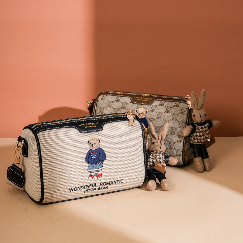 Artisan Texture Embroidered Cylindrical Canvas Messenger