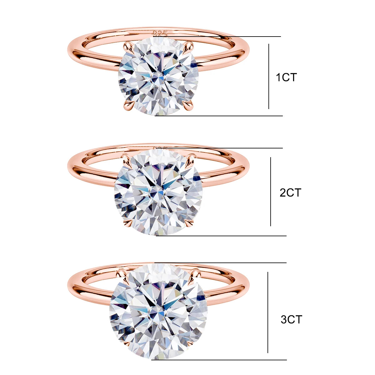 Rose Gold Radiance: Szjinao D Color Moissanite Solitaire
