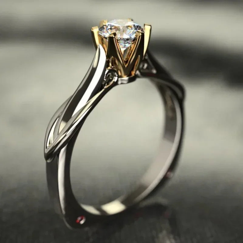 Cocktail ring moissanite 8K gold finish Timeless elegance