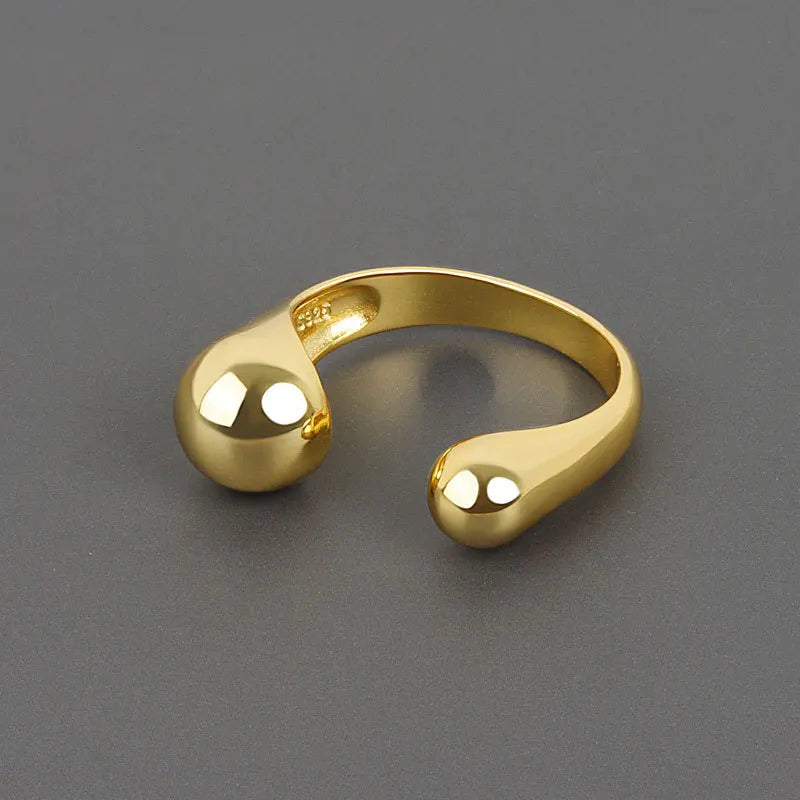 Smooth Geometric Gold Tone Ring Minimalist Design