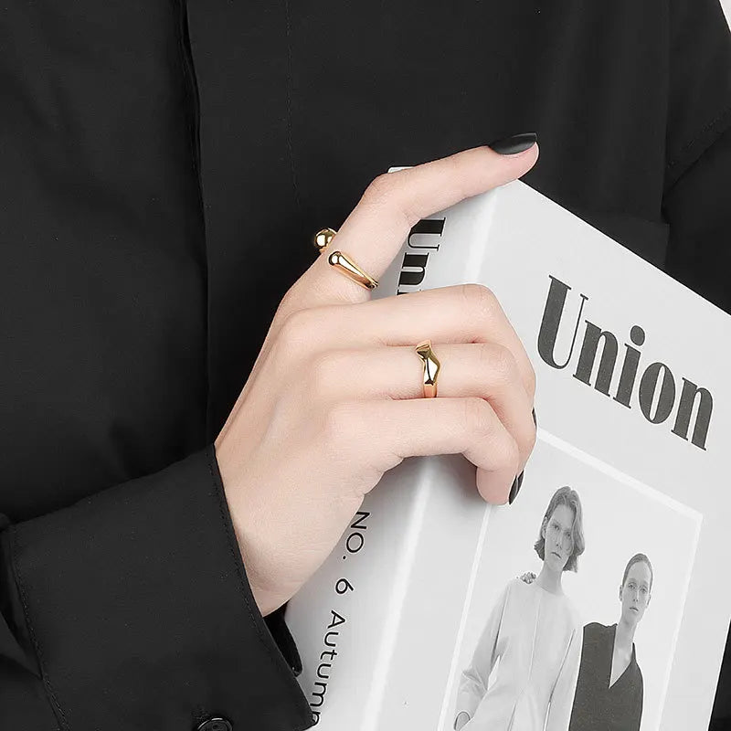 Smooth Geometric Gold Tone Ring Minimalist Design