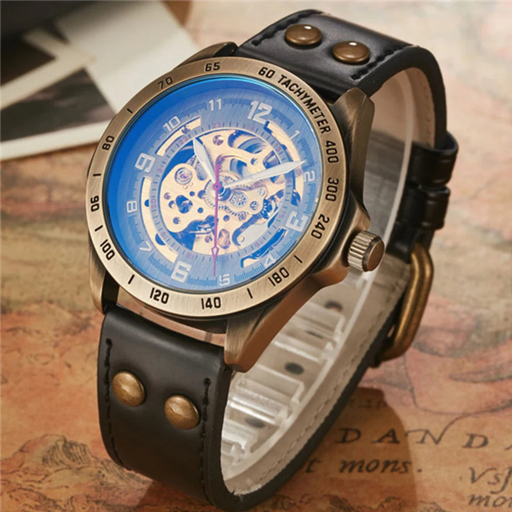 Automatic Mechanical Leather Watch – Men