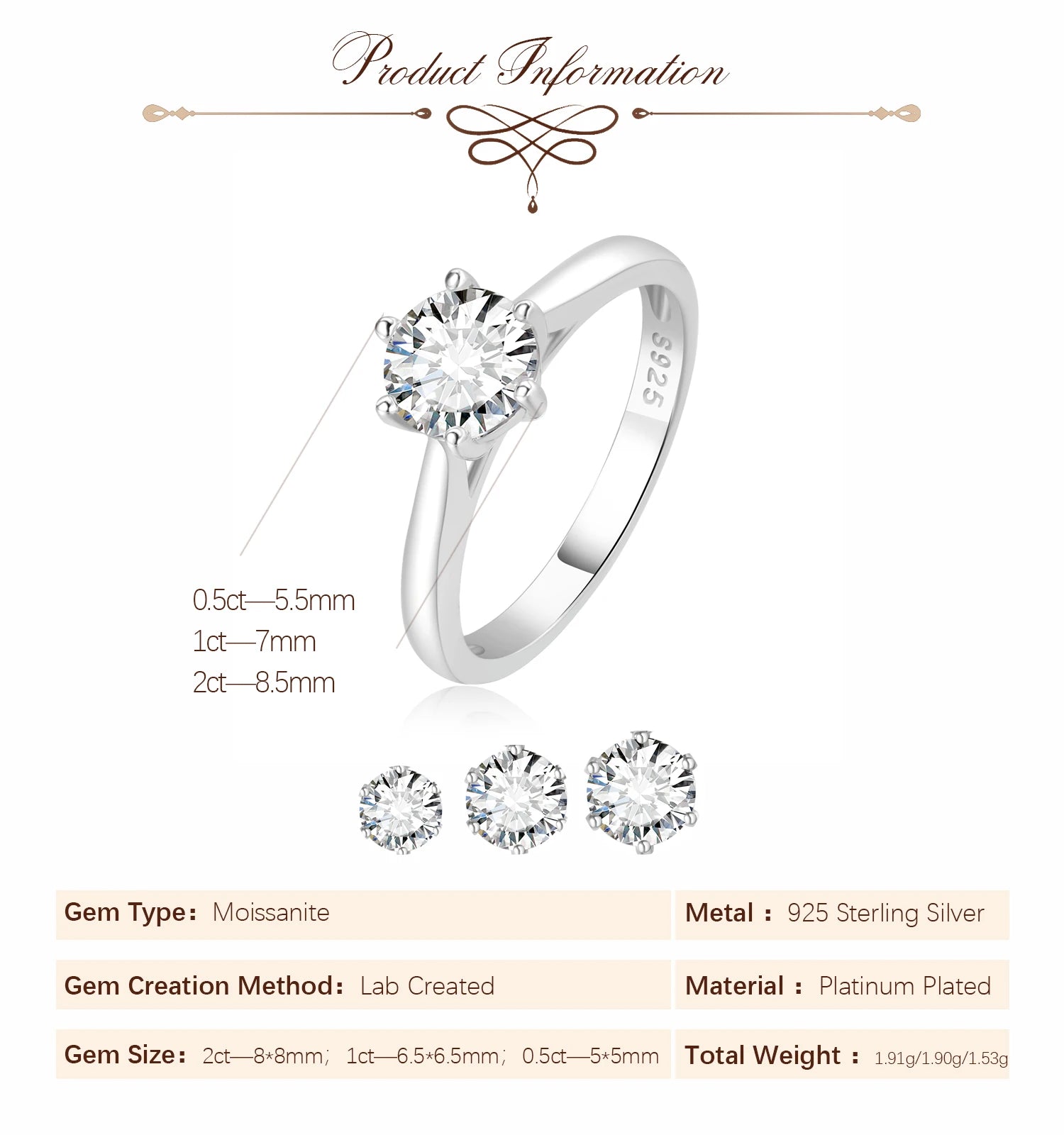 Eternal Promise: POTIY D Color Moissanite Solitaire Ring